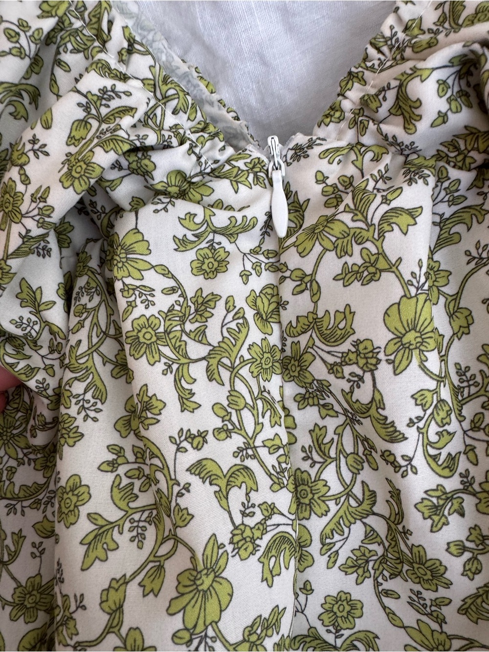 Olive Green Floral Ruffle Mini Dress with Front Tie - Picture 5 of 14